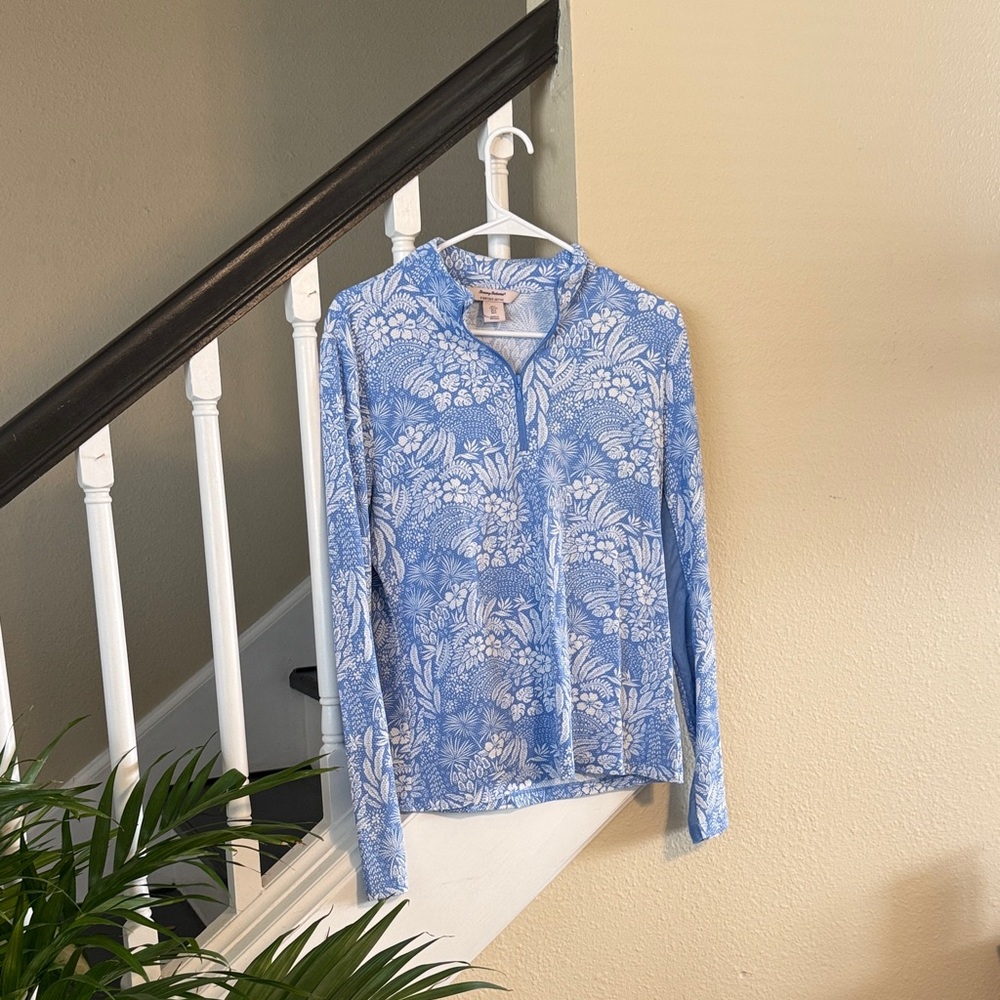 Tommy Bahama Blue and White Patterned Top